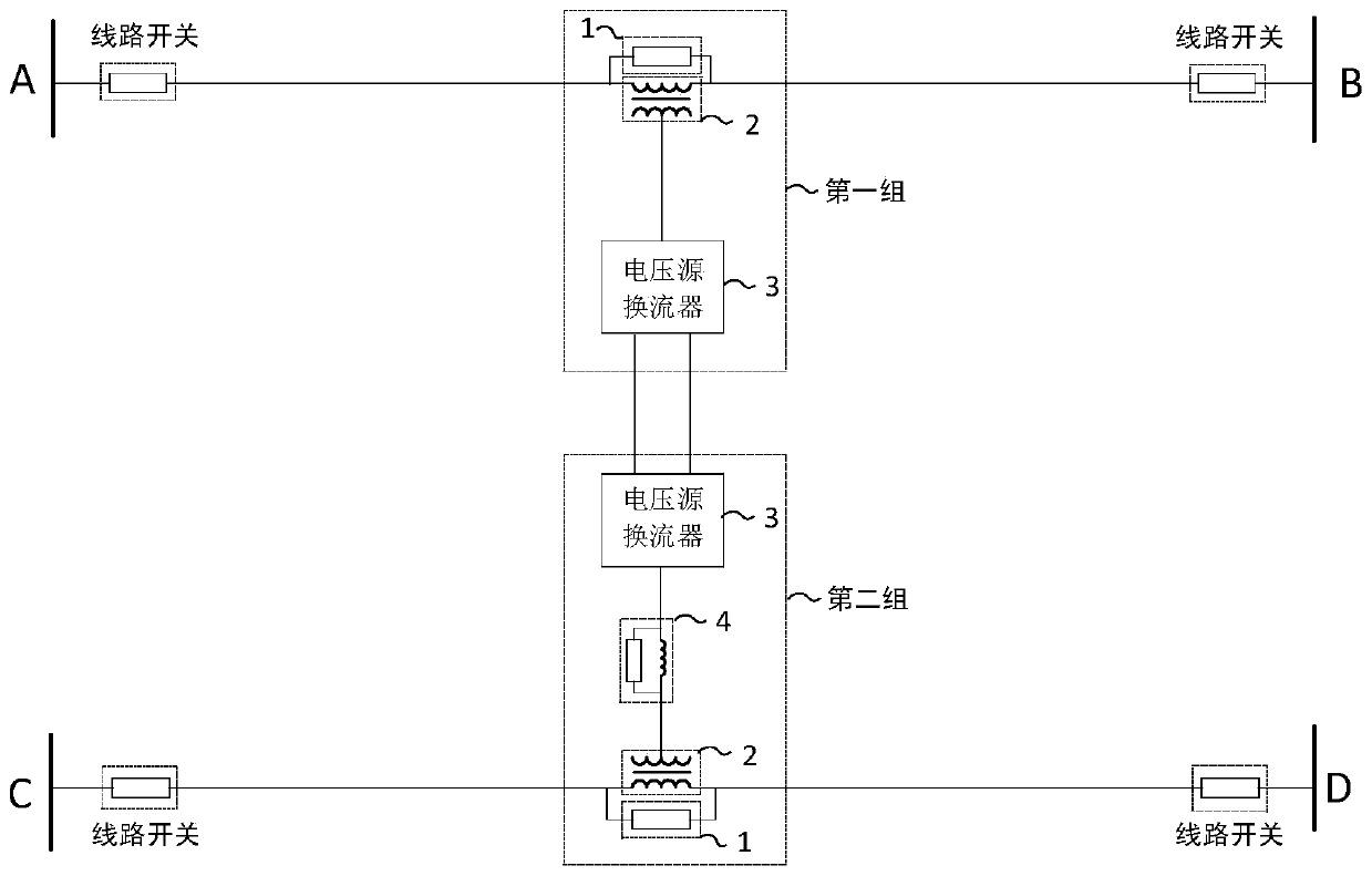 Hybrid compensation type inter-line power transfer device and control method thereof