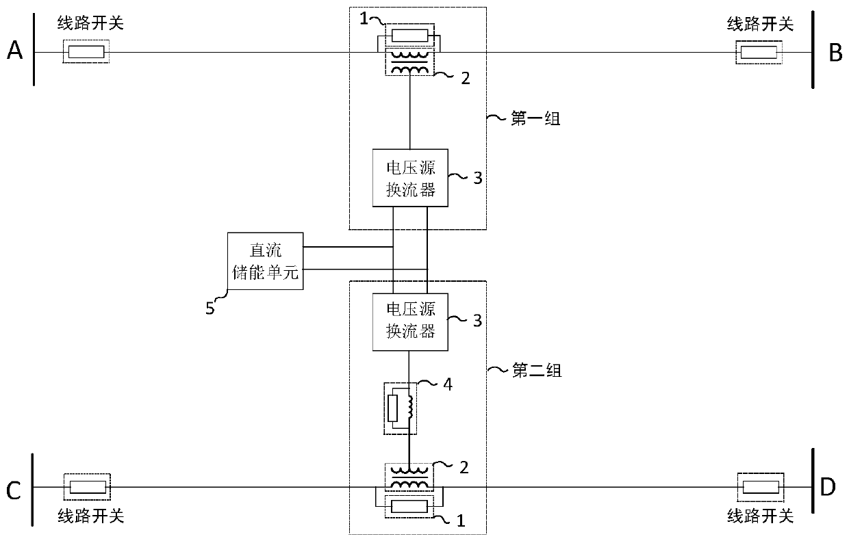 Hybrid compensation type inter-line power transfer device and control method thereof