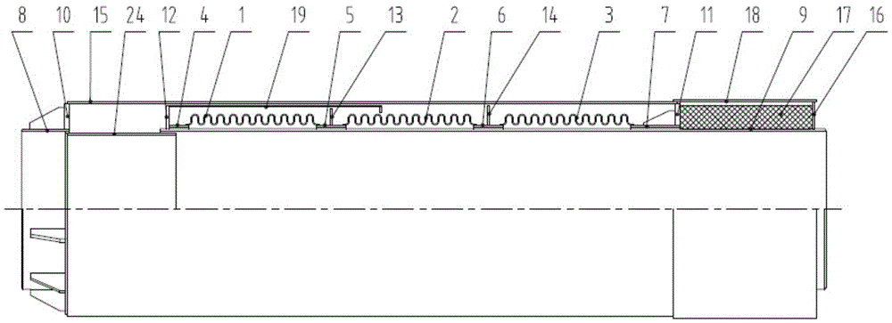 Large compensation external pressure expansion joint with heat preservation reset