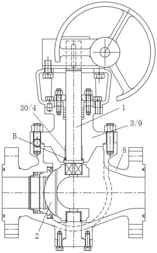 Valve rod sealing structure and eccentric semi-ball valve