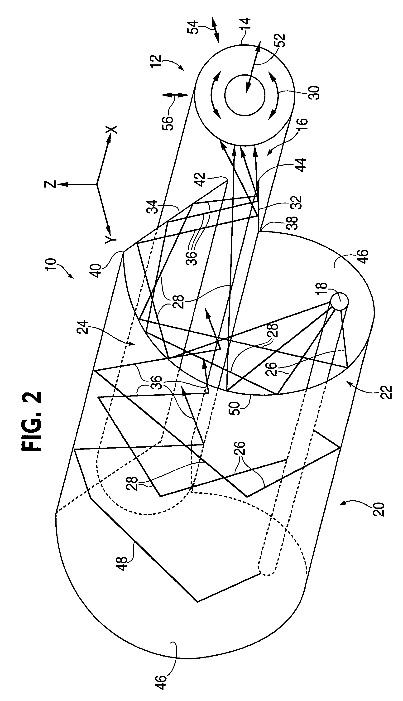 Apparatus and method for providing substantially uniform radiation of a three-dimensional object with at least one curved surface