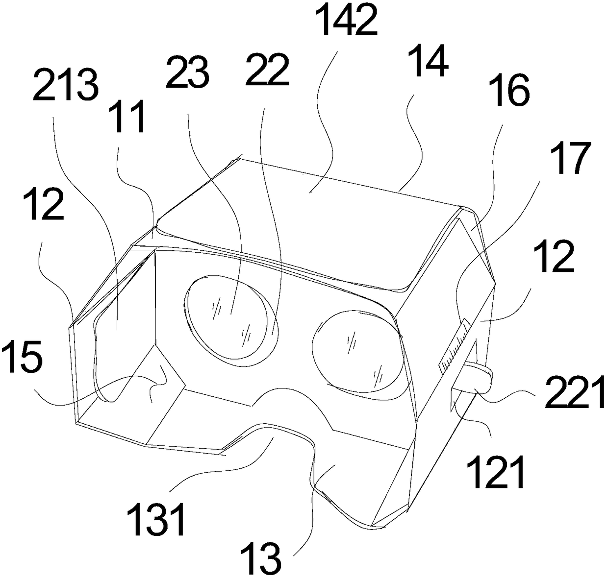 Folded vr glasses