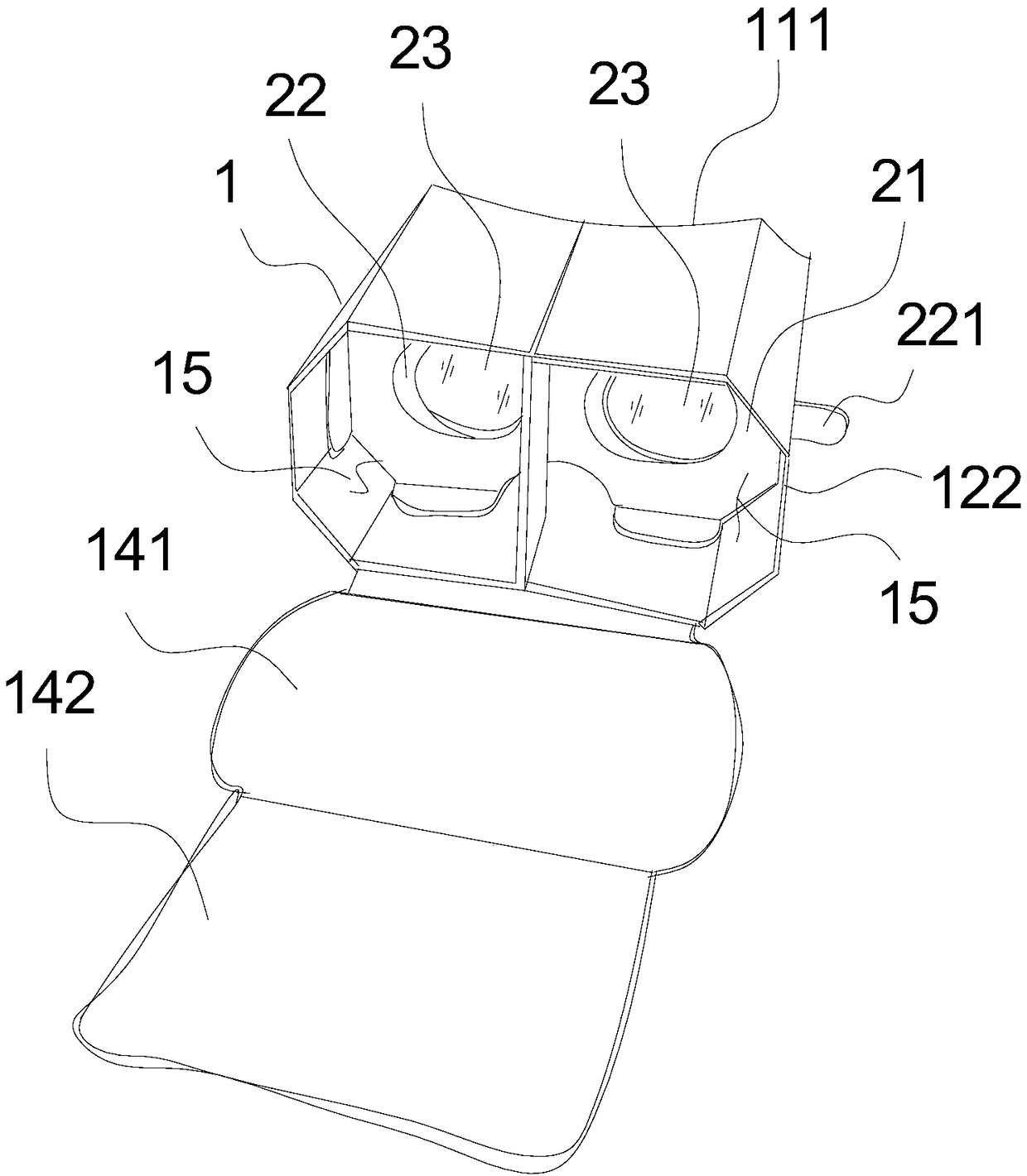 Folded vr glasses