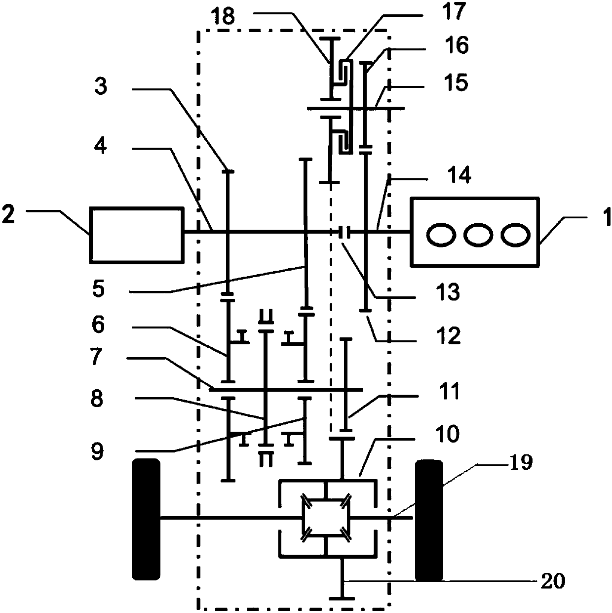 Multimode power transmission structure of hybrid electric vehicle
