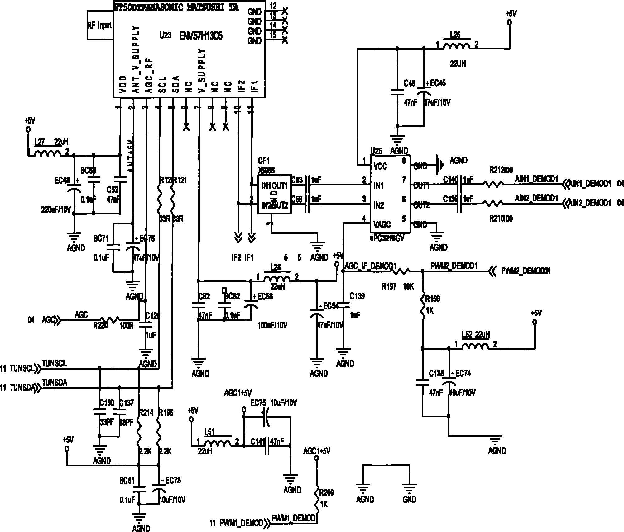 Protection method of high frequency head short circuit protection system of digit-analog integrated TV