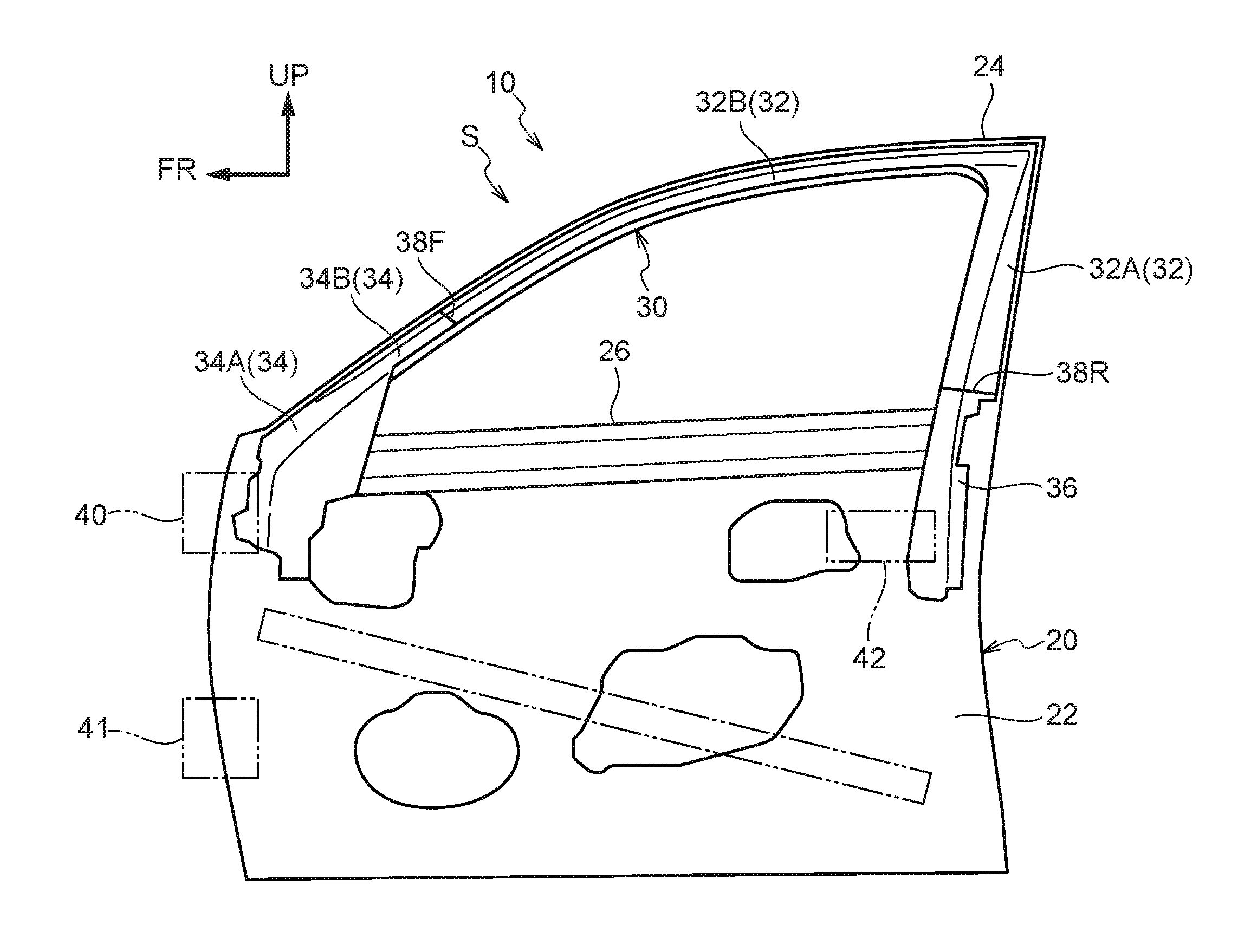 Vehicle door frame structure