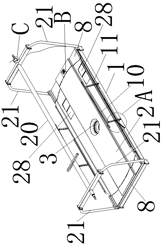 Vertical circulating three-dimensional garage carrying hanging bracket with turntable and door protection device