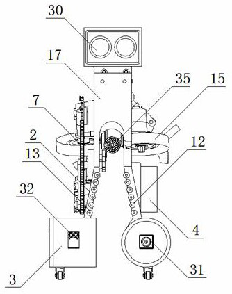 An intelligent anti-icing cable spraying robot that is convenient for hoisting and alignment