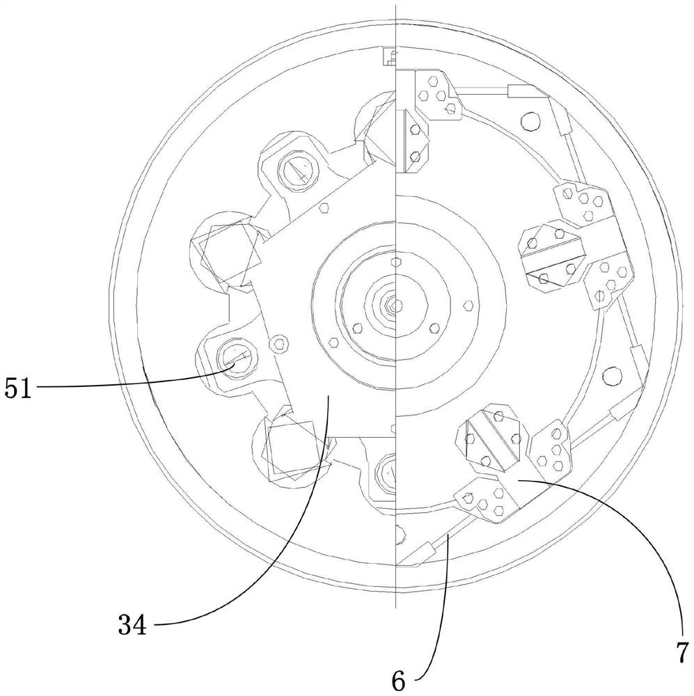 A five-jaw elastic pneumatic clamping device for a turning and grinding machine