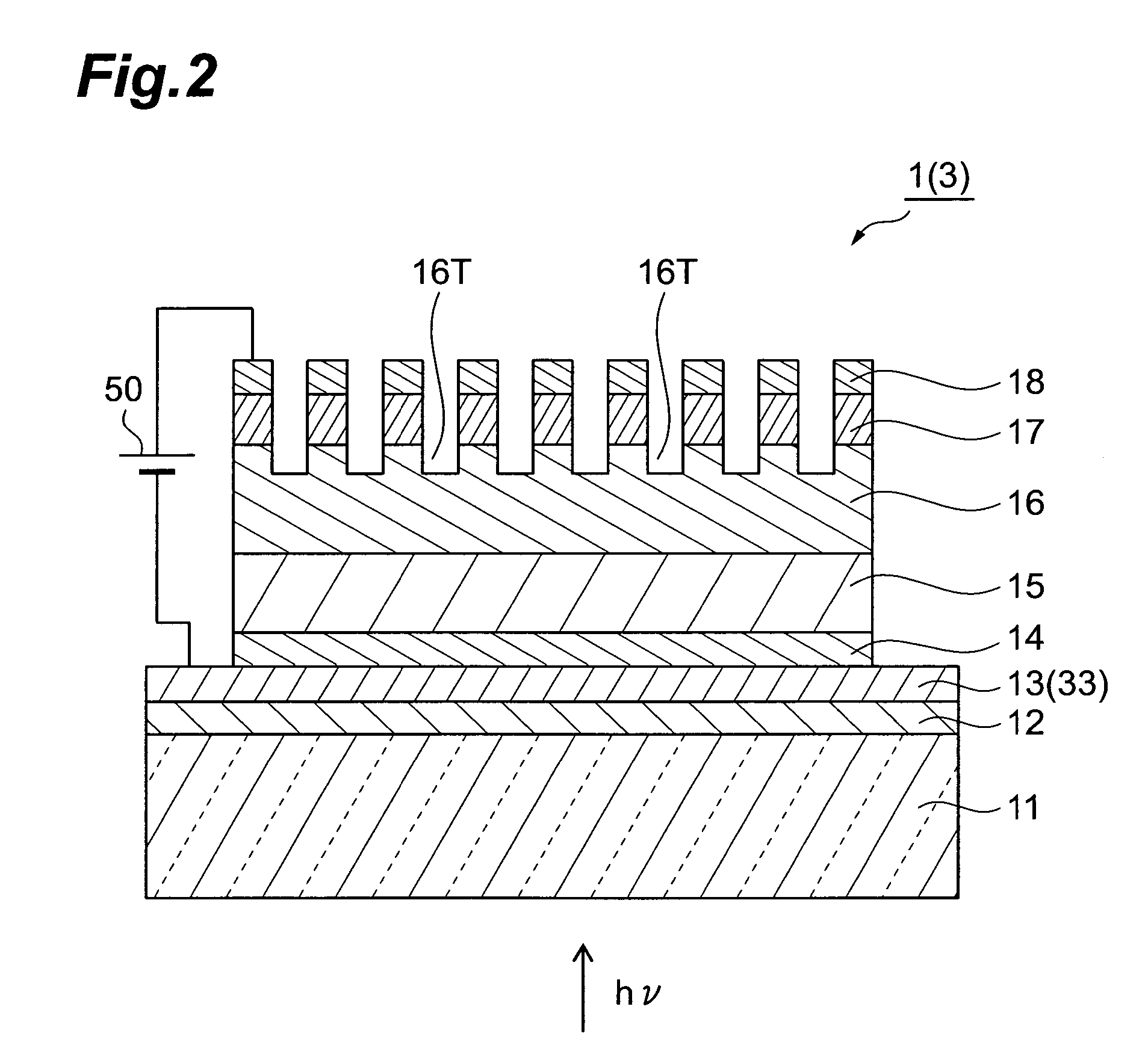 Photocathode comprising a plurality of openings on an electron emission layer