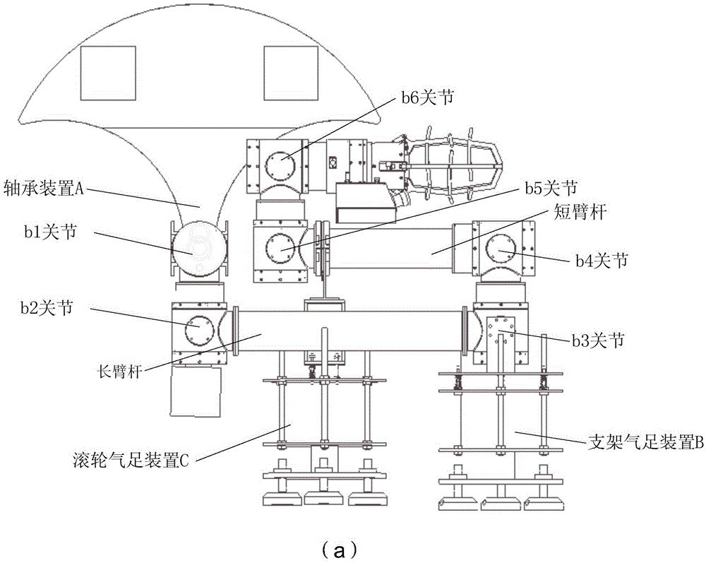 Ground microgravity equivalent experimental device and method of six-freedom-degree spatial mechanical arm