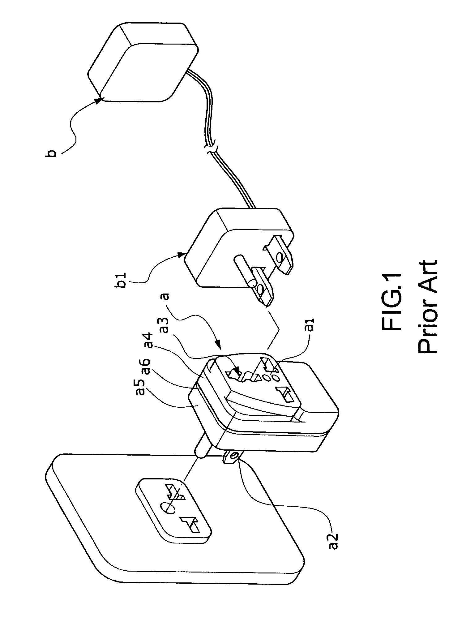 Compact traveling-use power adapter structure