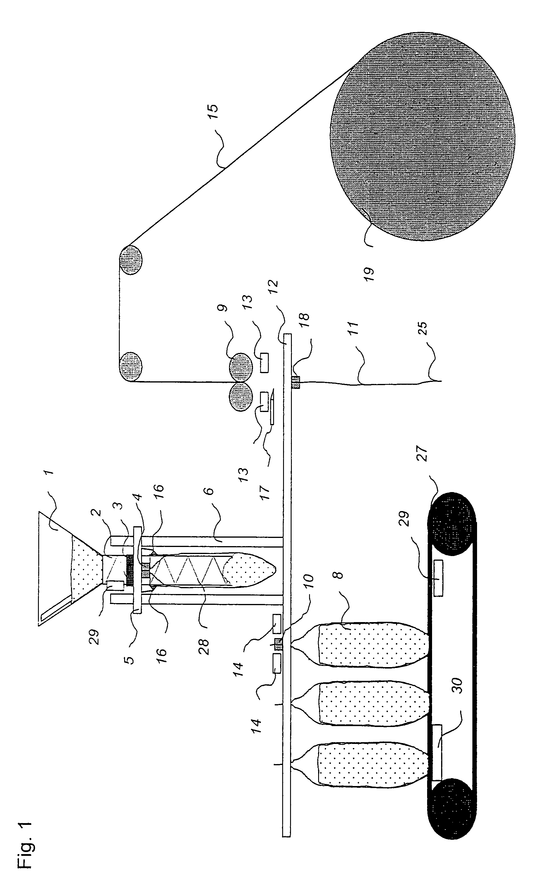 Machine for forming, filling and closing bags with a bag lifting device