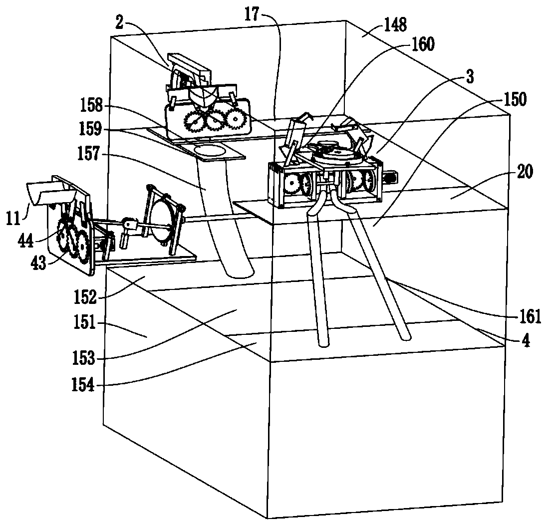 Space and self-rotation stirring based separation vehicle for holding type double-oblique picking of ensete lasiocarpum