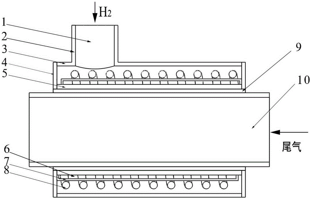 A device for removing hydrogen in the interlayer of high-vacuum multi-layer heat-insulated tanks by using the waste heat of the tanker