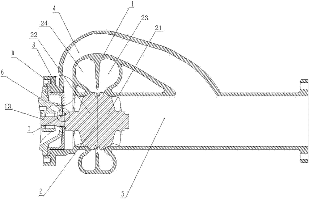 Supercharger with combined sealing structure of double-sided turbine