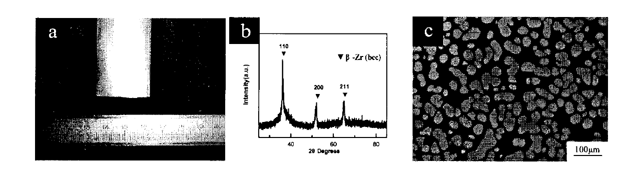 Large-size metallic glass composite material with tensile ductility and preparation method thereof