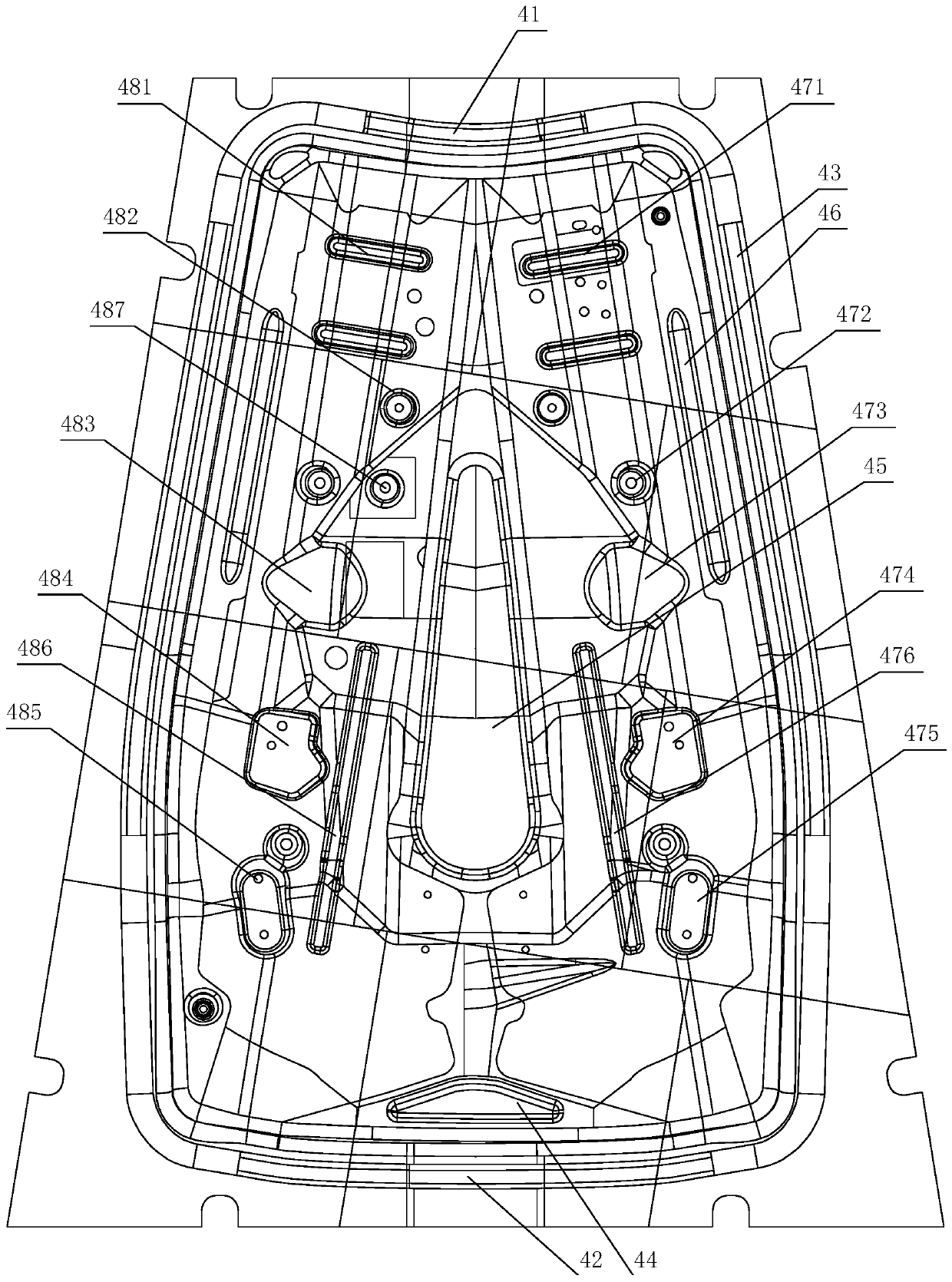 Left and right front longitudinal beam outer panel drawing die