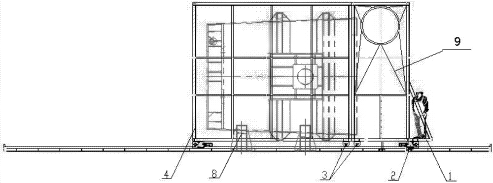 Moving-type full-surrounding steel ladle hot-repairing dedusting hood device