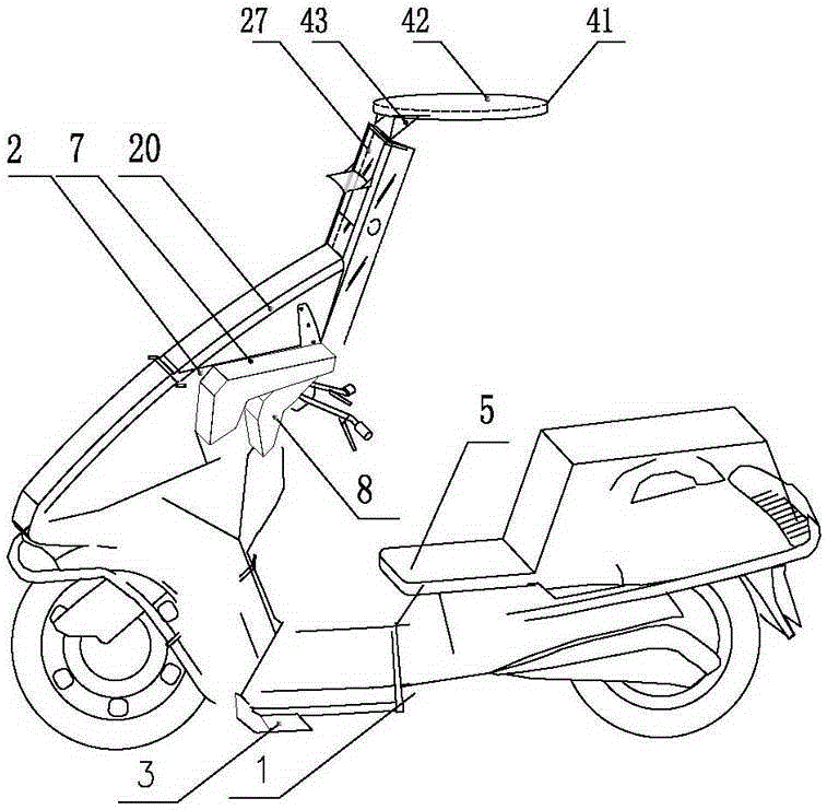 Movable wind shielding frame and umbrella awning assembly used for two-wheeled electrical bike or motorcycle