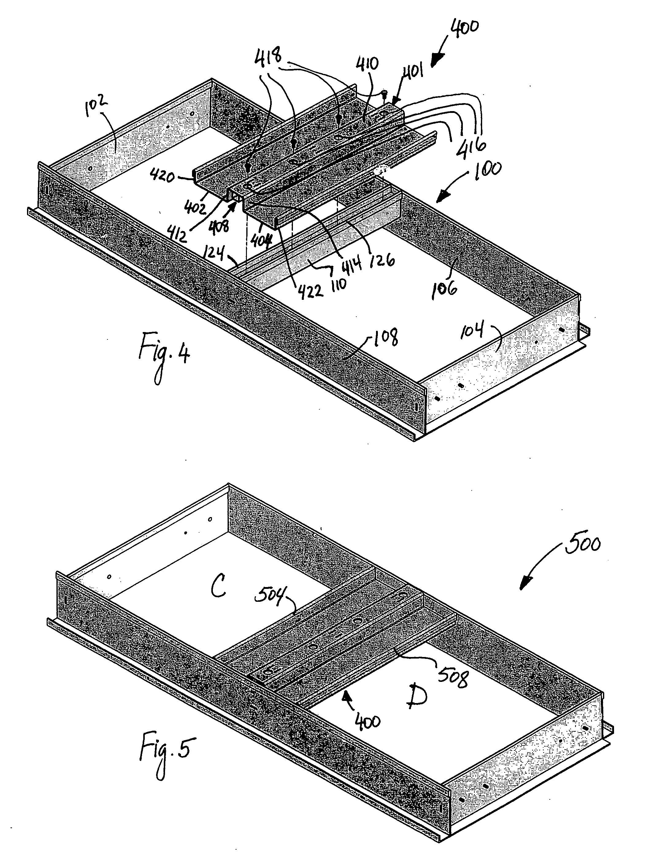 File drawer and assembly for supporting differently sized hanging file folders