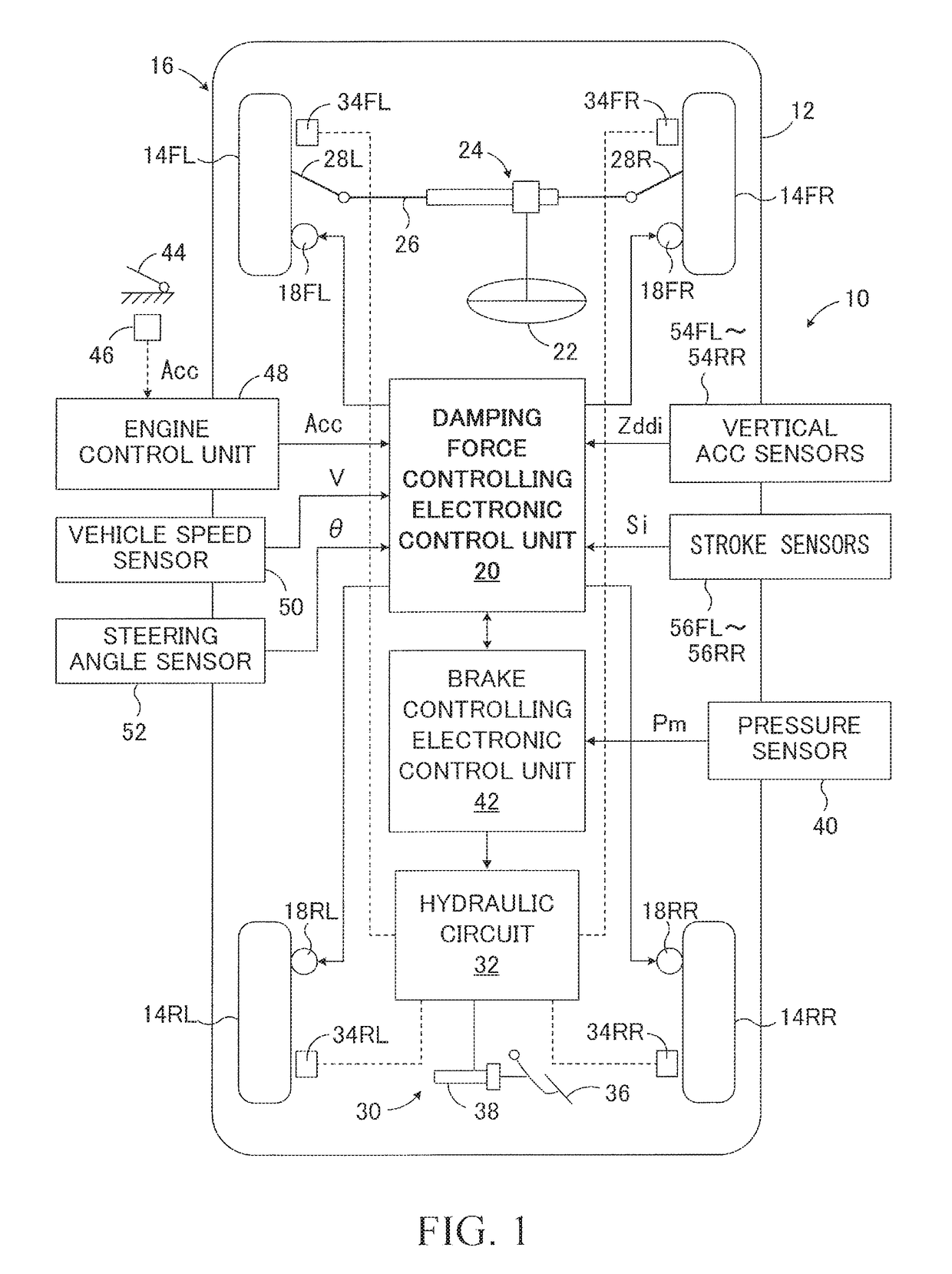 Damping force control device for vehicle