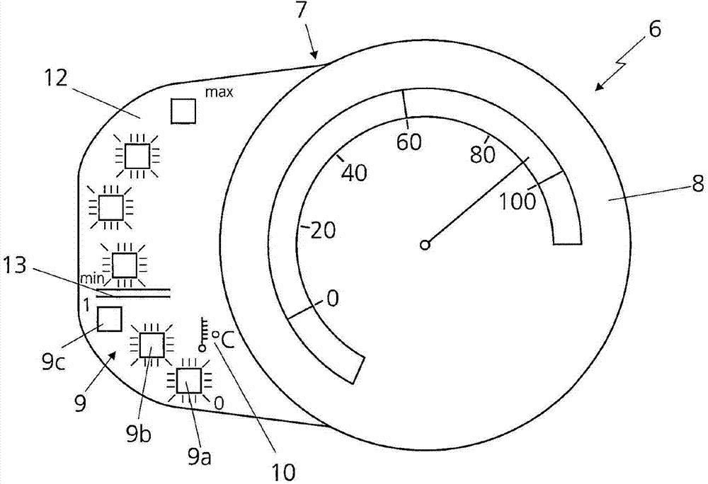 Device for displaying information in a hybrid vehicle