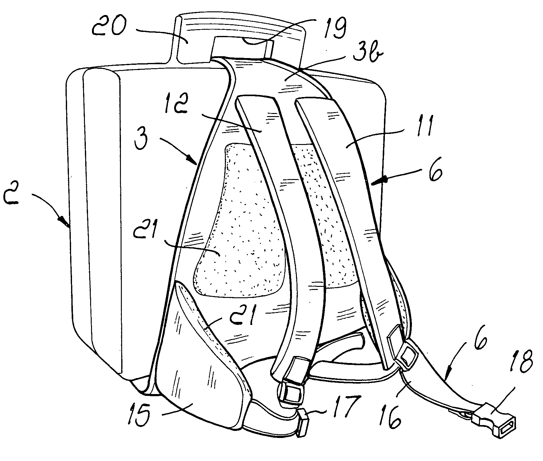 Support for easier carrying of suitcases, trunks and the like