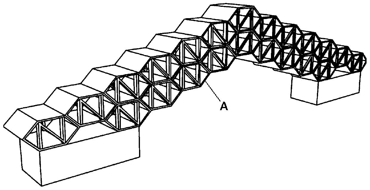 Modular assembled honeycomb bridge structure