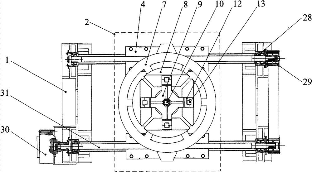 Outer-supporting expansion work piece clamping device used for spin forming of large rotating body section piece