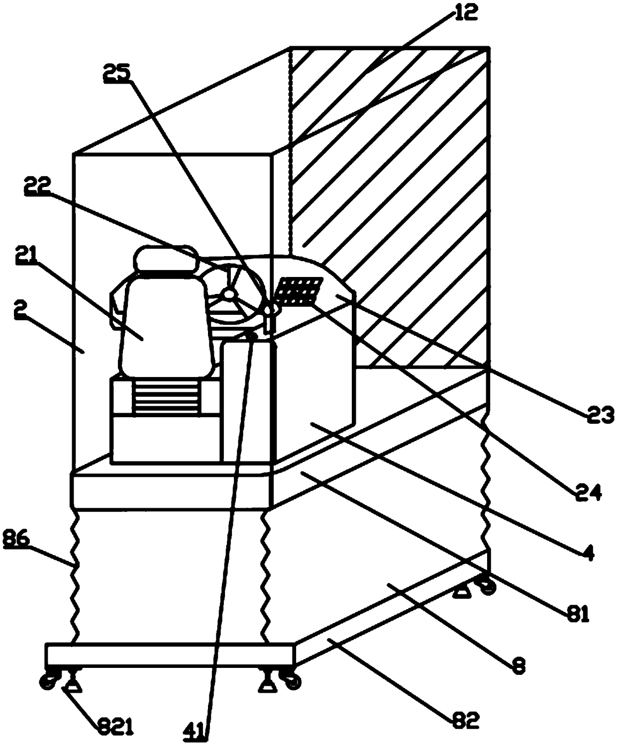 Movable three-sided wrap-around front-hanging simulator