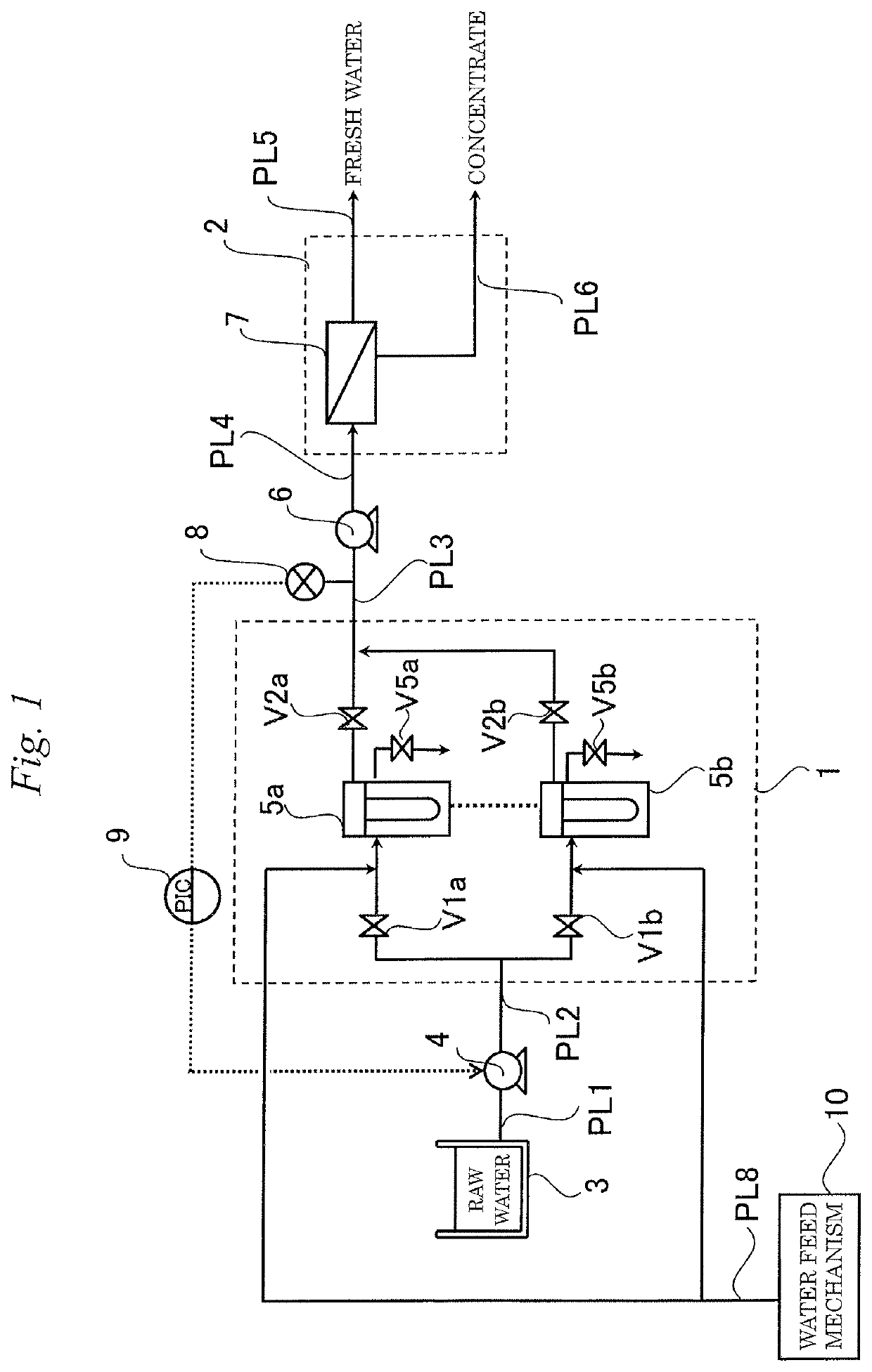 Fresh water production device and method for operating fresh water production device