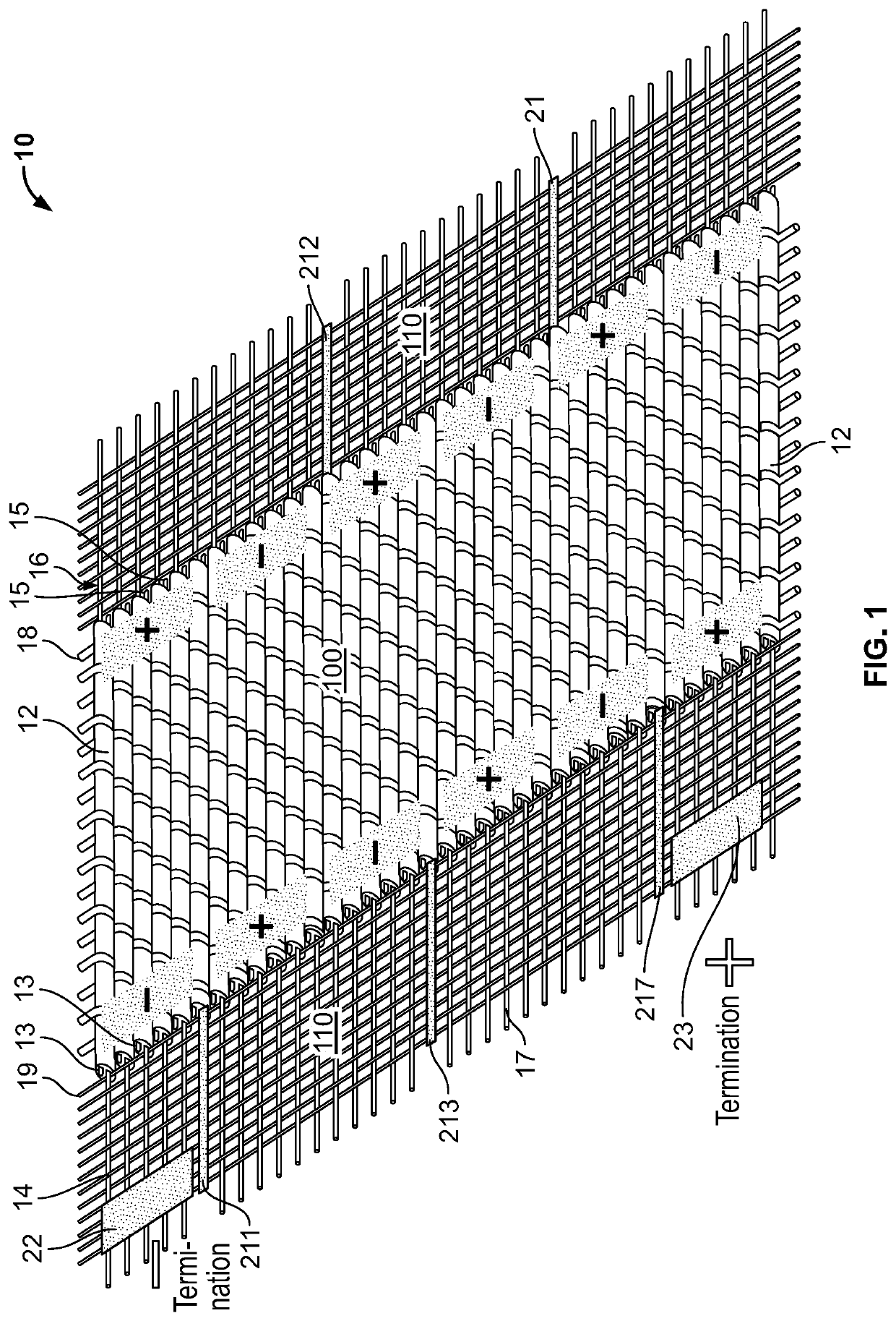 Photovoltaic fabric with woven bus architecture