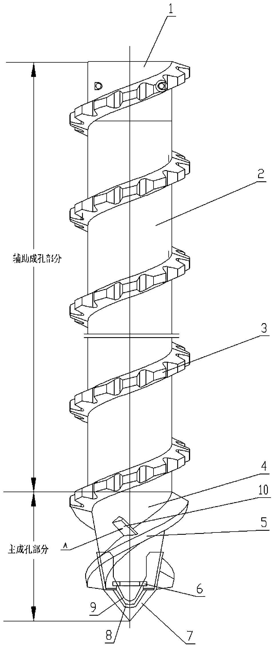 Spiral hole forming drilling tool and piling construction method