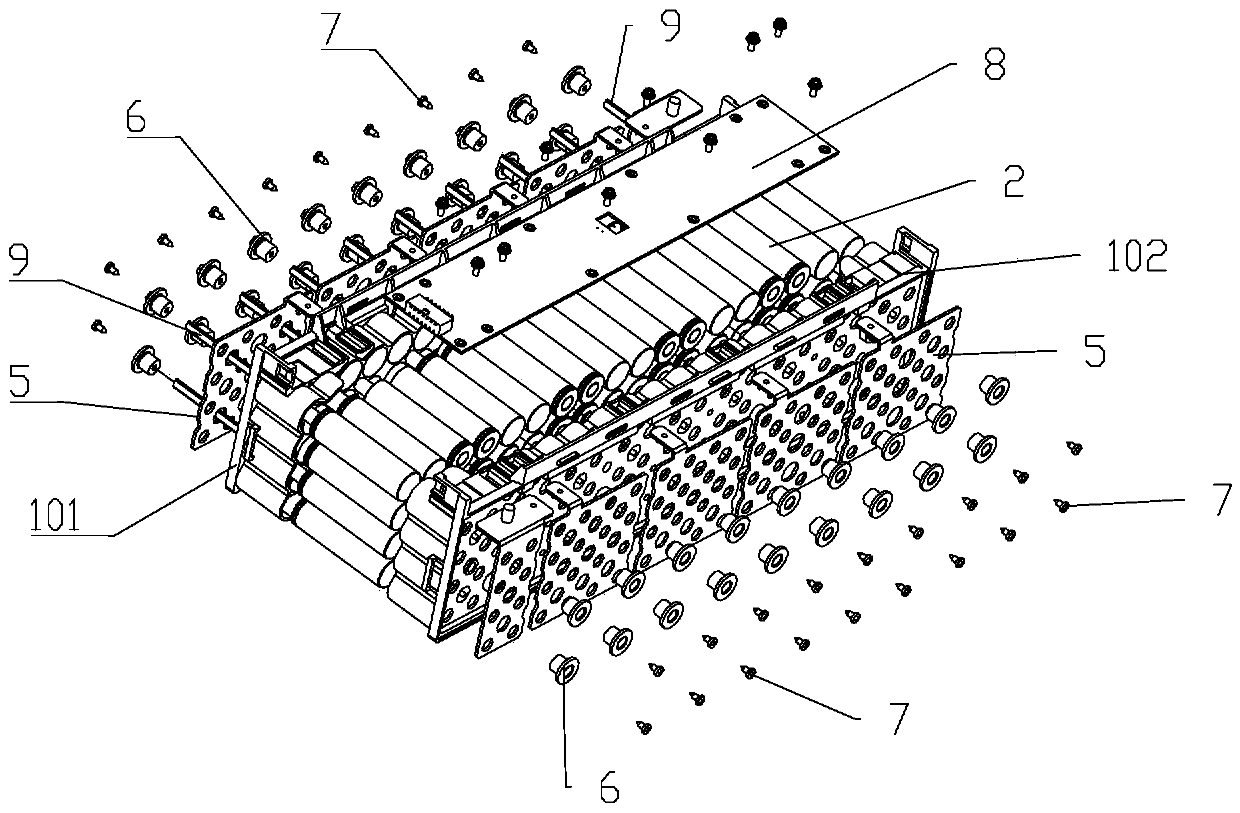 Potting battery pack module and potting method