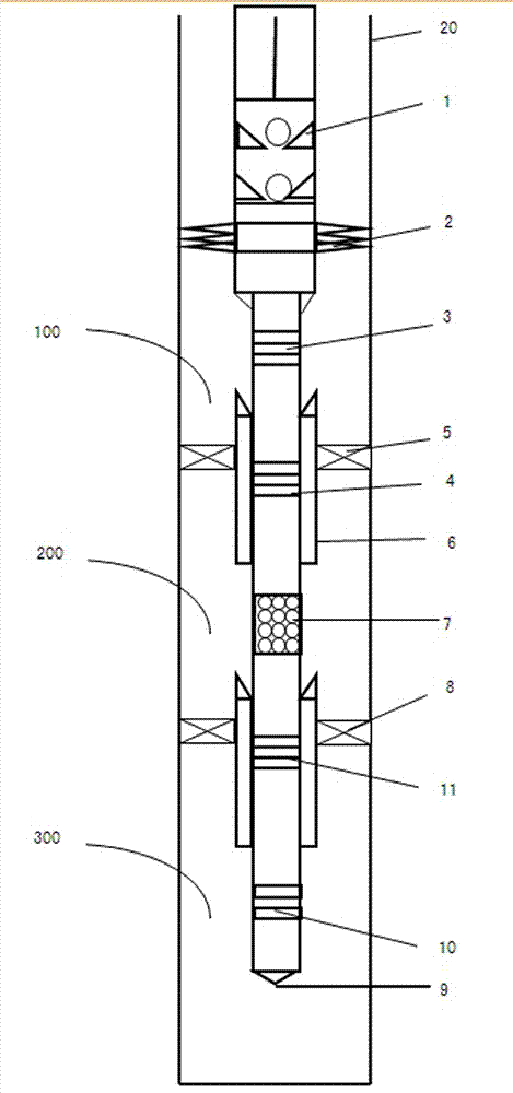 Three-layer insertion pipe mechanical water exploration and plugging method and water exploration and plugging pipe column