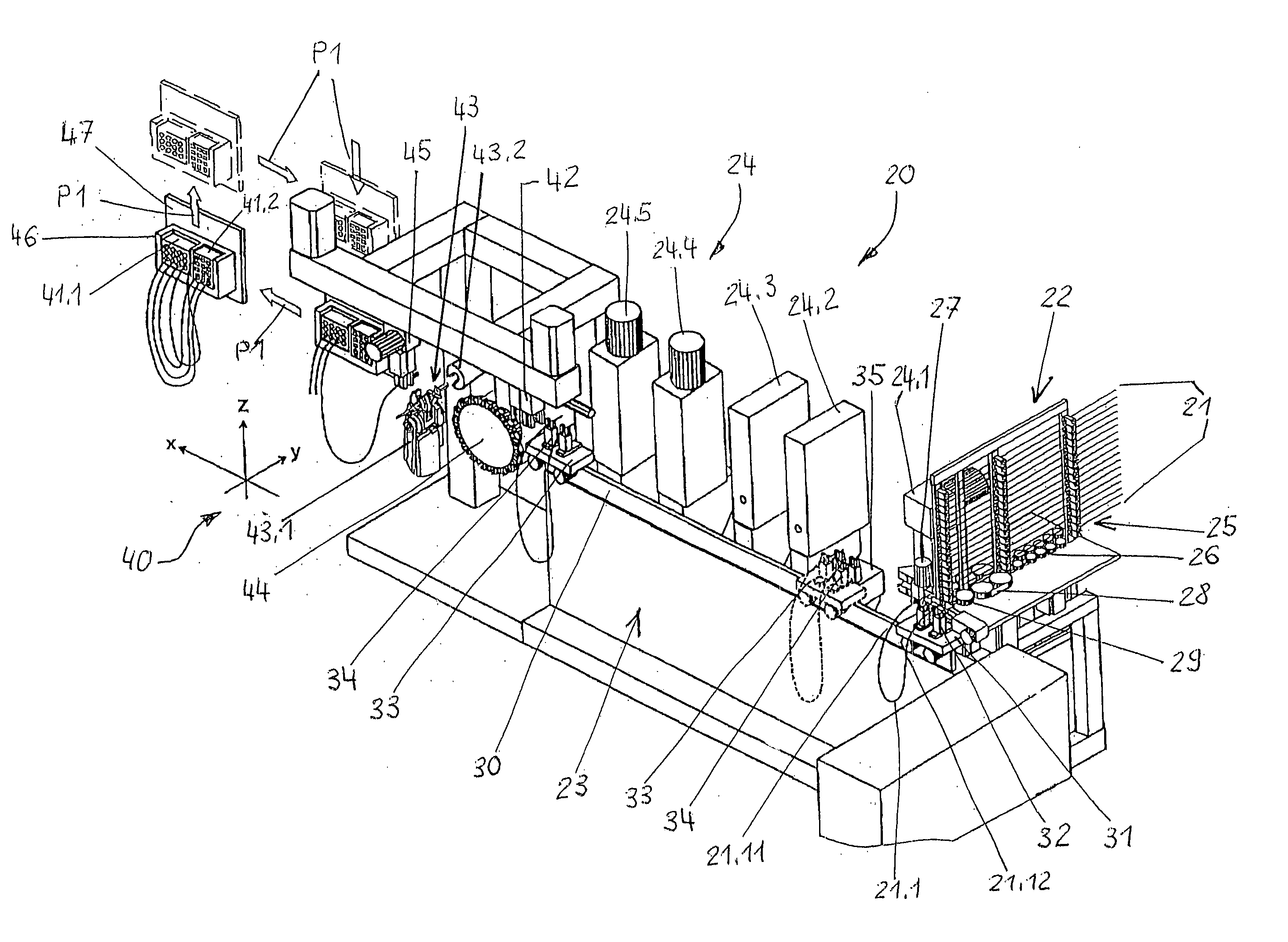 Equipment for equipping plug housings with fitted-out cable ends of a cable