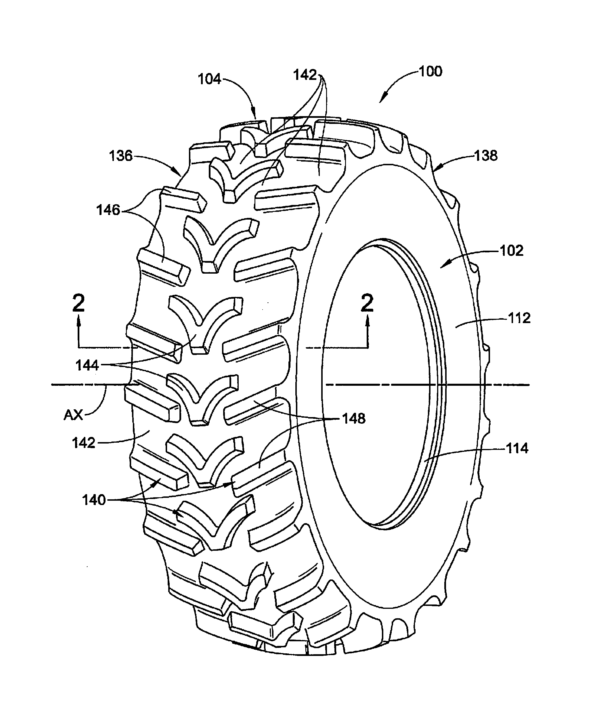 Tire With Noise-Reducing Tread Pattern