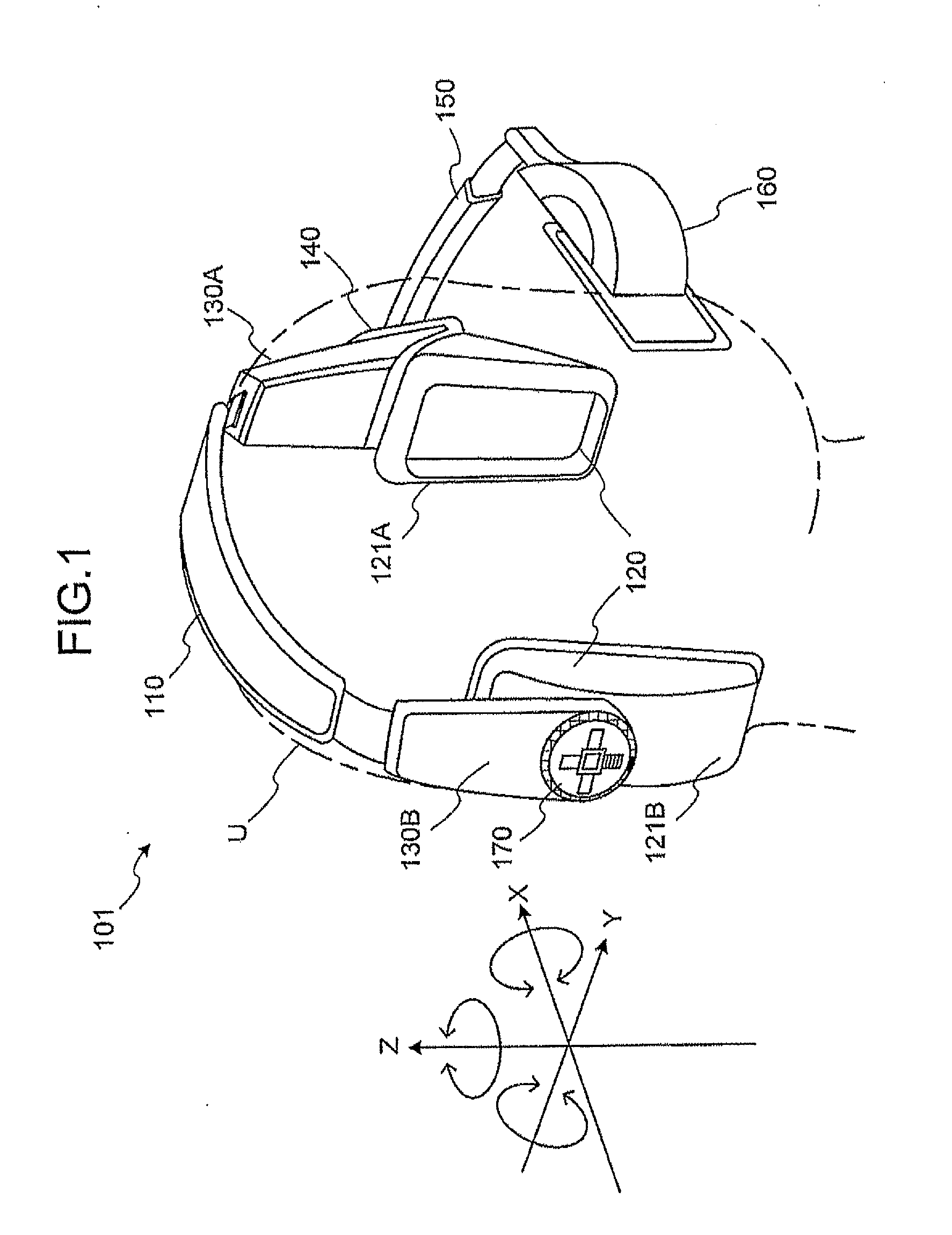 Control device, head-mount display device, program, and control method for detecting head motion of a user