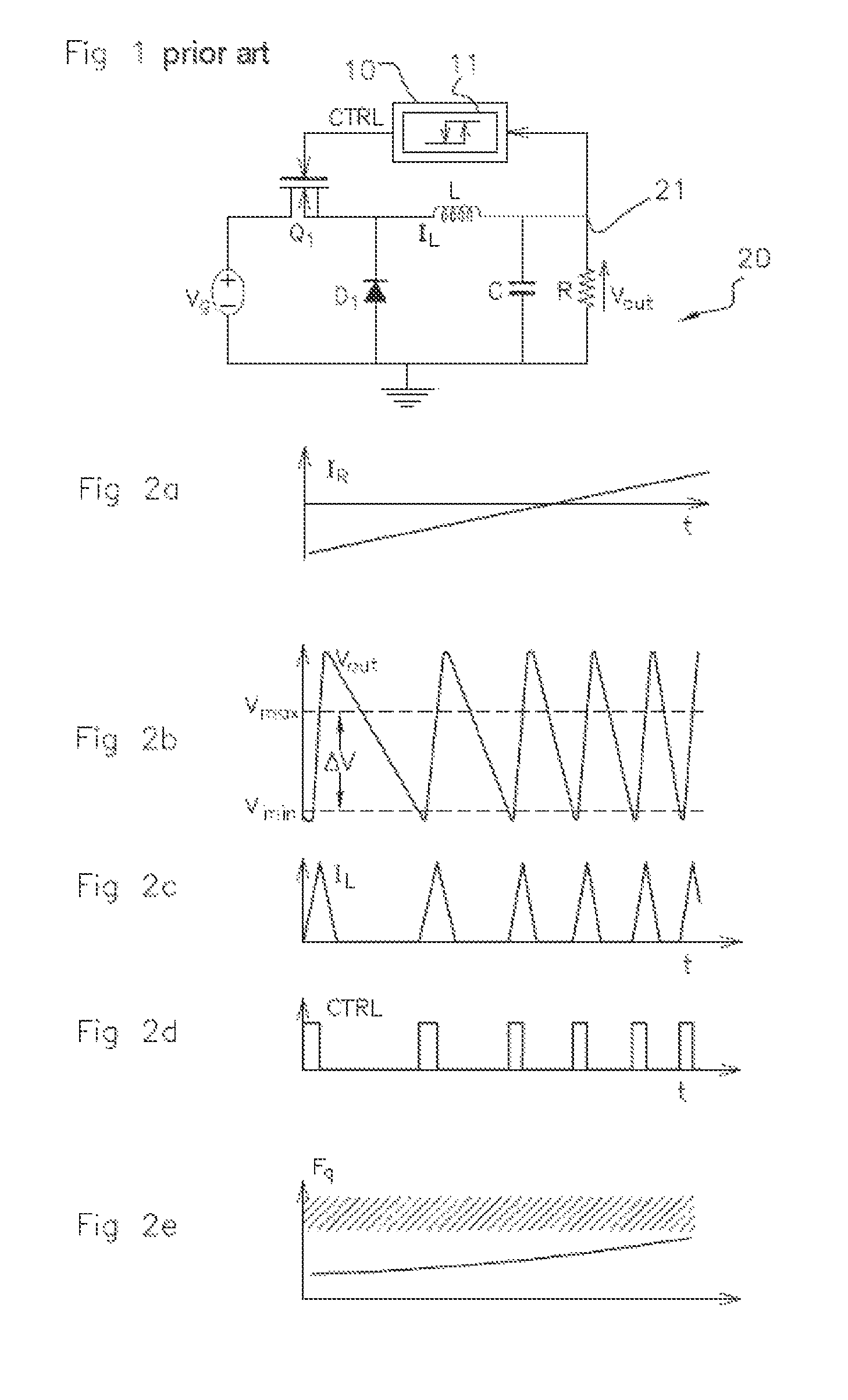 Control with hysteresis of an electronic device using a pulse-width modulated signal