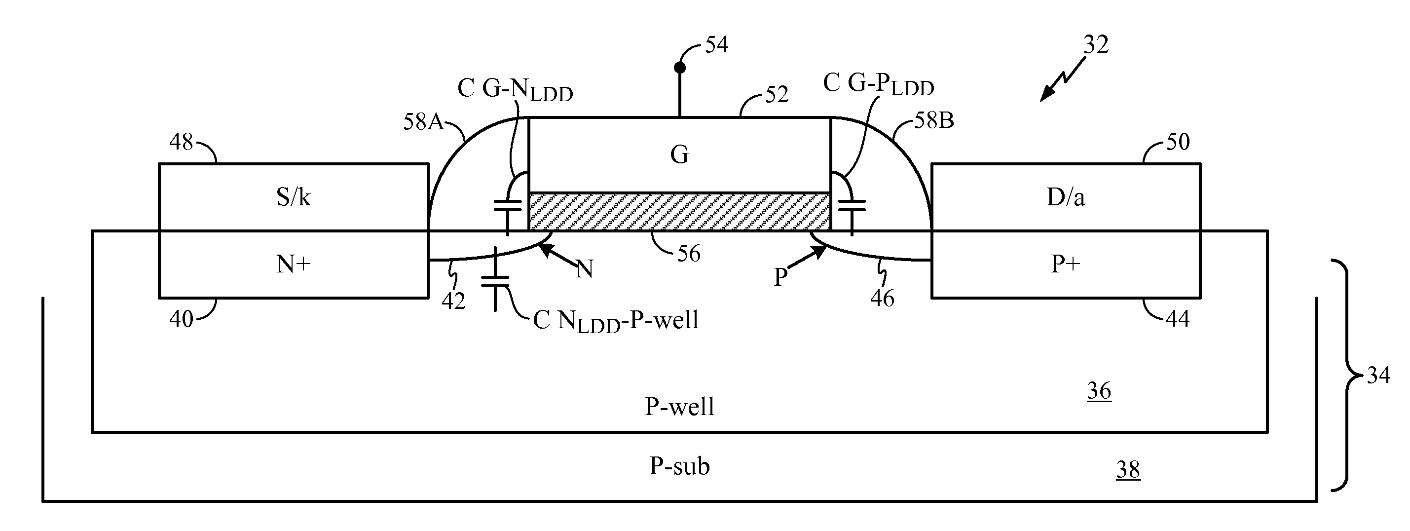Gated diode having at least one lightly-doped drain (LDD) implant blocked and circuits and methods employing same