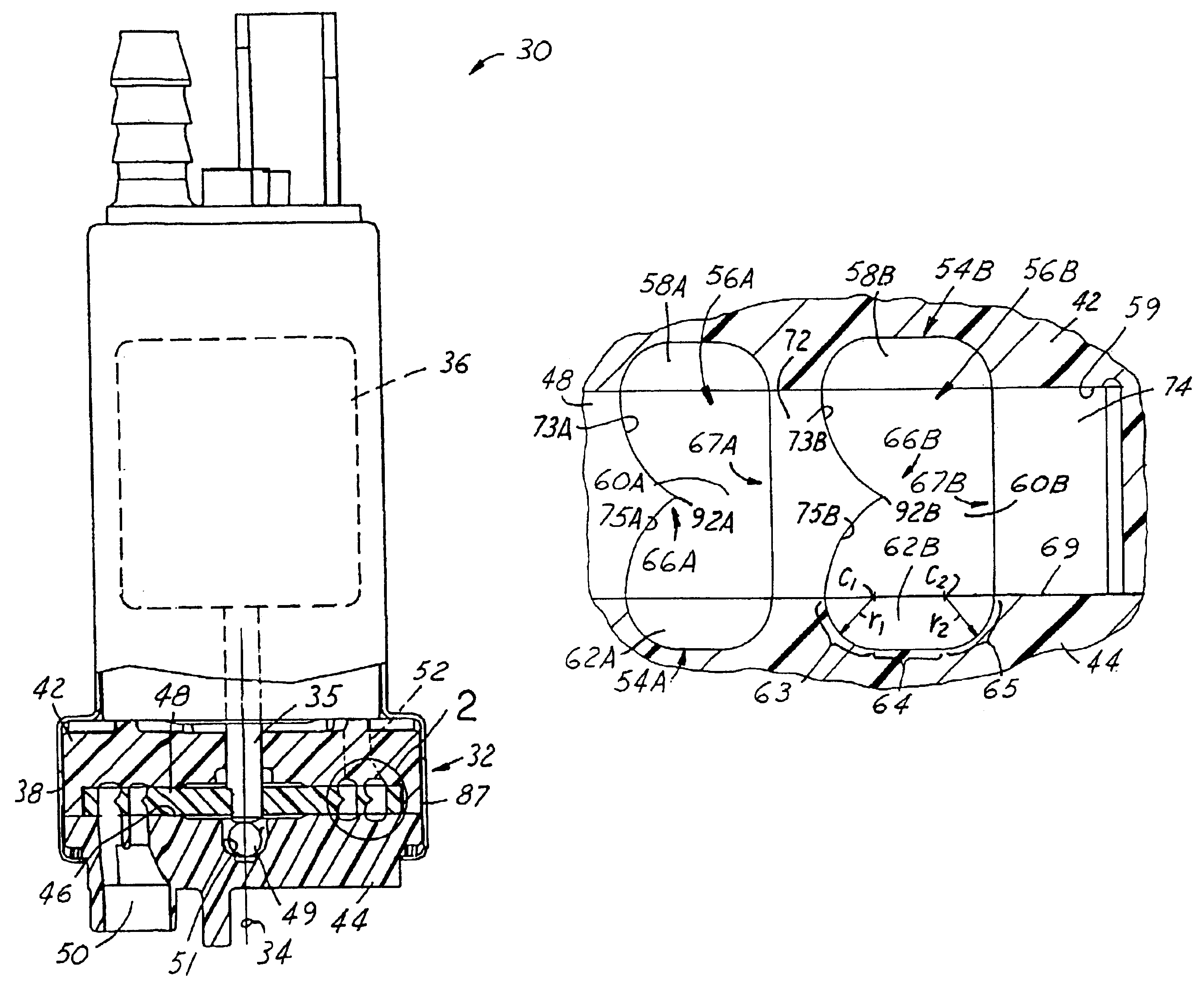 Single stage, dual channel turbine fuel pump