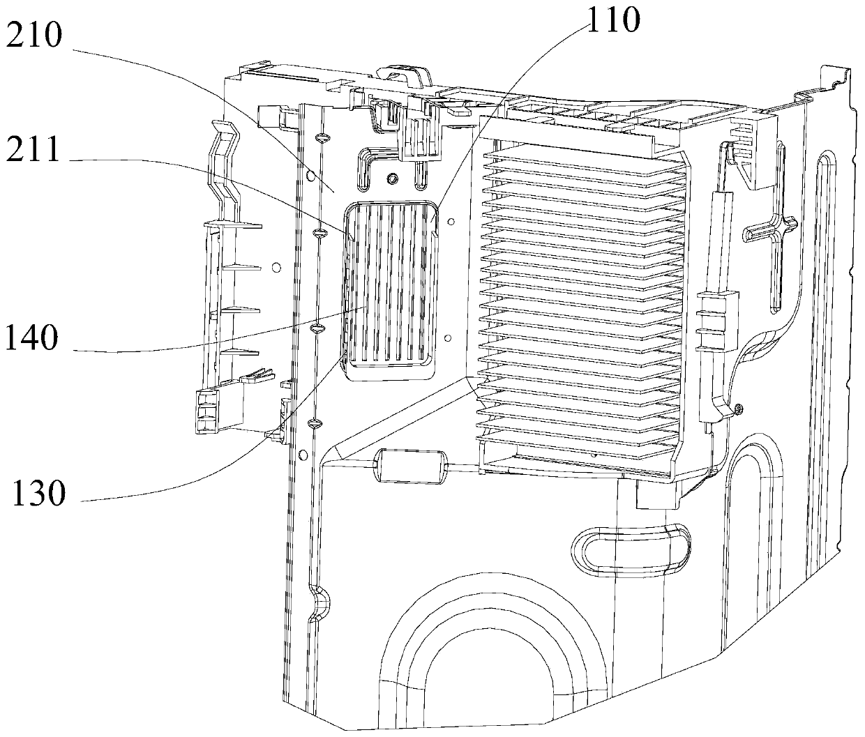 Heat dissipation channel assembly piece, partition plate heat dissipation assembly and air conditioner