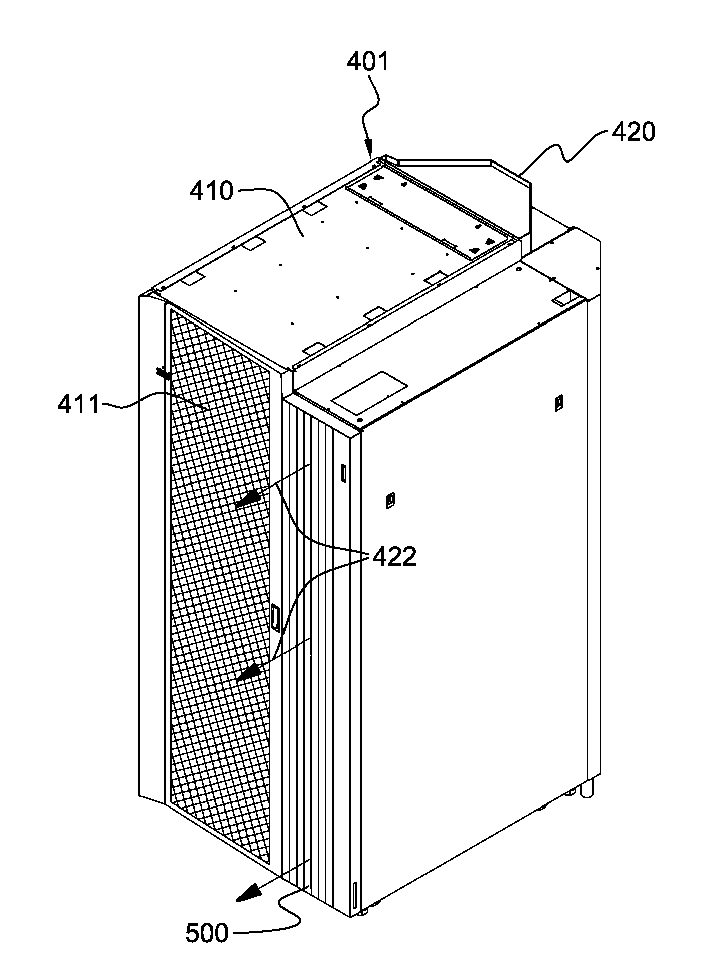 Airflow recirculation and cooling apparatus and method for an electronics rack