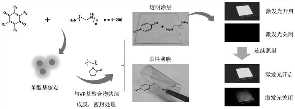 Benzoquinone-based carbon dots/vinylpyrrolidone polymer rewritable room temperature phosphorescent composite material and its preparation method and application