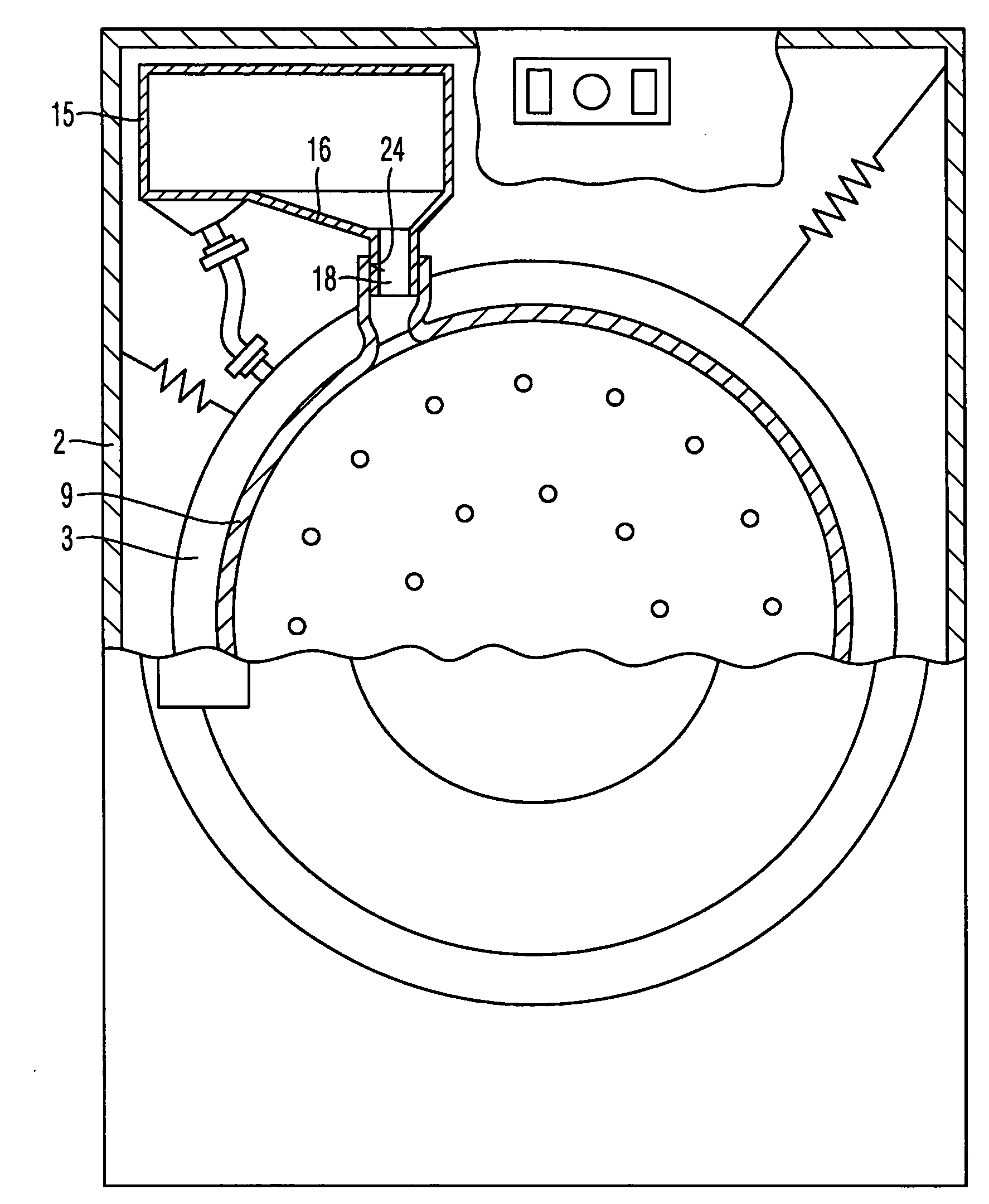 Laundry handling apparatus with a cuff and a filling support