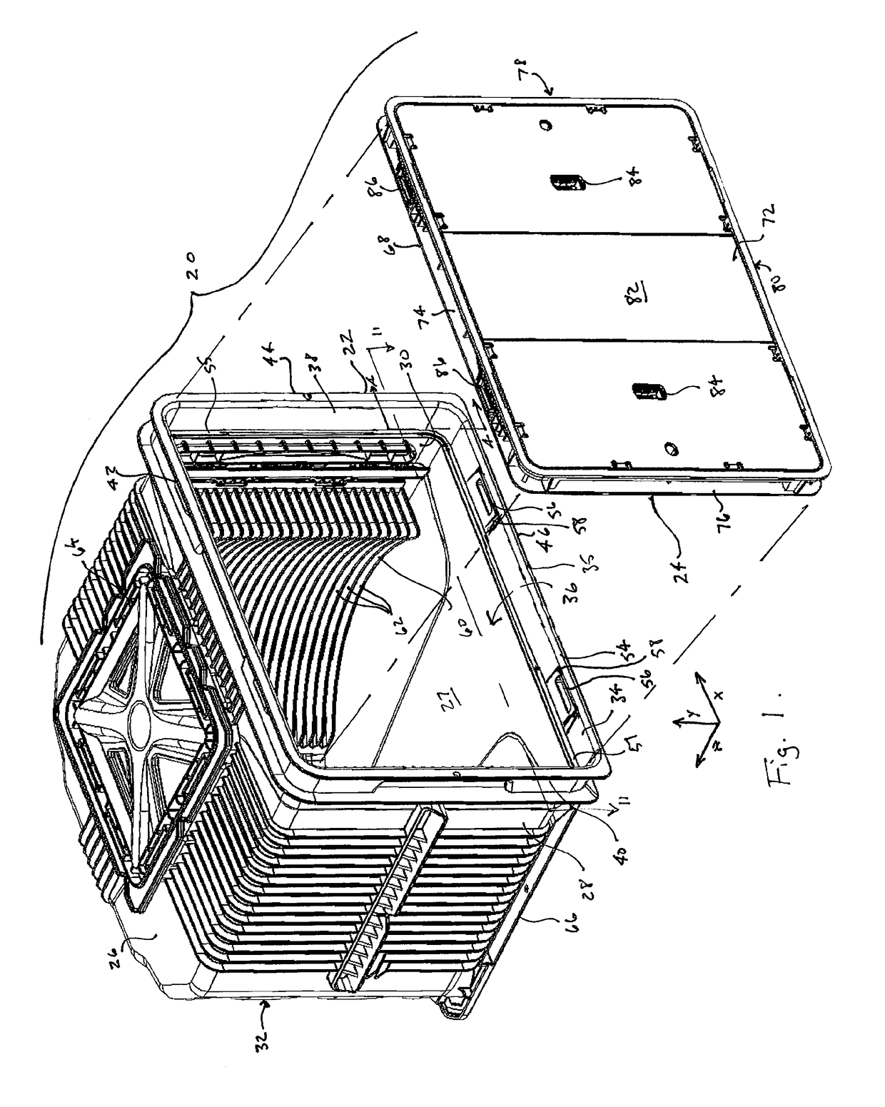 Wafer container with door guide and seal