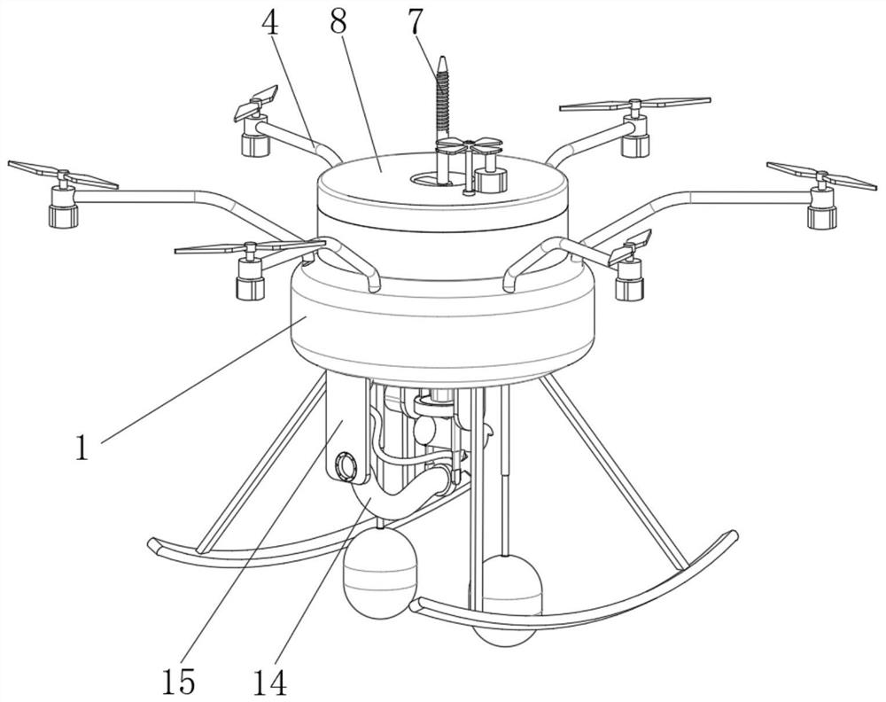 A drone fire extinguishing device for dense residential areas