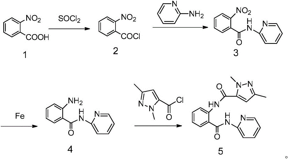 N-(2-pyridyl)-2-(2,4-dimethyl parazole formamido) benzamide as well as preparation thereof and use thereof