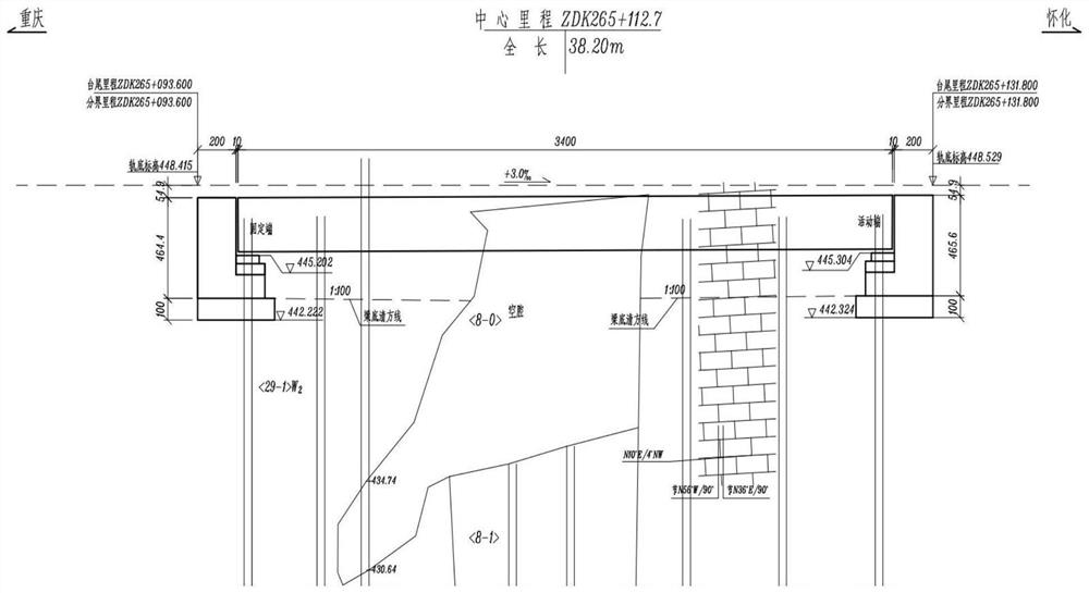 Cast-in-place box girder spanning cavern method for karst tunnel
